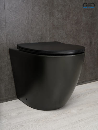 Унитаз приставной Gid Convexo 62214Y черный с сиденьем микролифт безободковый душевой смыв