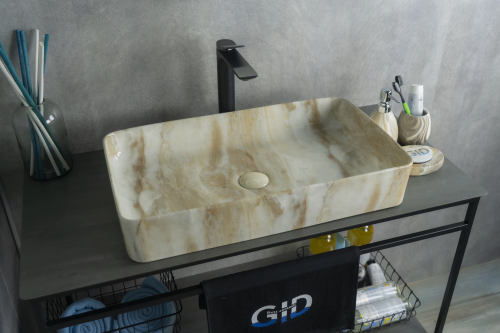 Раковина керамическая Gid Geométrico 54457 60х30 накладная цвет многоцветный без отверстий под смеситель