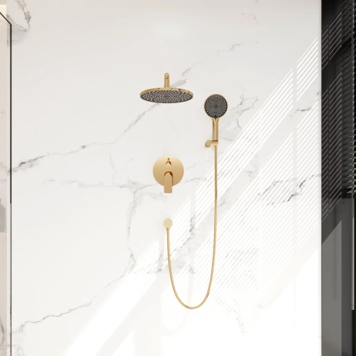 Душевая система Veconi TEORA TE-500-G-C4 встраиваемая в стену цвет золото