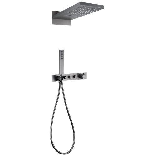 Душевая система Abber AF8752NG встраиваемая в стену цвет серый с термостатом