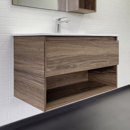 Тумба с раковиной Comforty Бордо 00-00019288CF 90х50 подвесная цвет коричневый