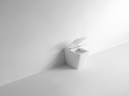 Унитаз приставной CeramaLux 3170 белый с сиденьем микролифт безободковый каскадный смыв