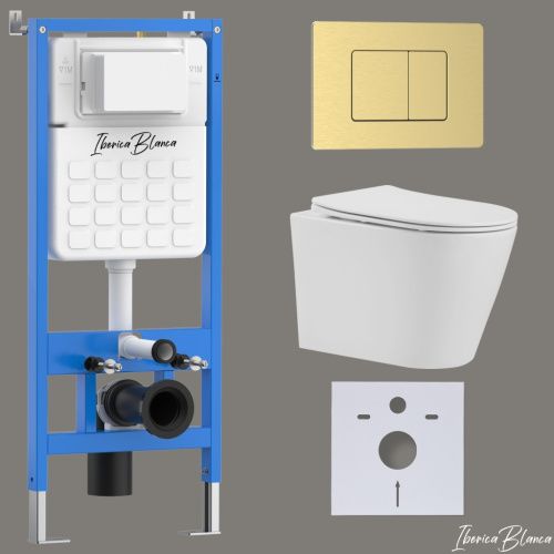 Комплект унитаз с инталляцией и клавишей смыва Iberica Blanca BURGOS ALTO IB001.BRA.234.1150