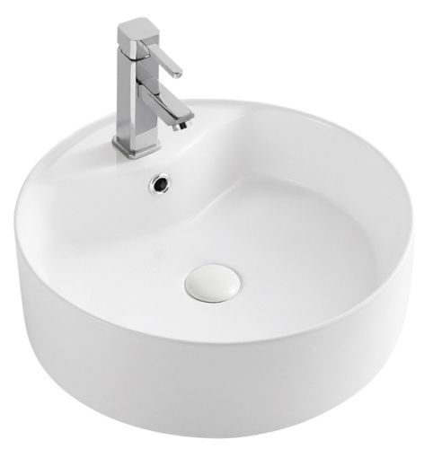 Раковина из сантехнического фаянса Azario AZ-3018 50х50 накладная цвет белый 1 отверстие под смеситель