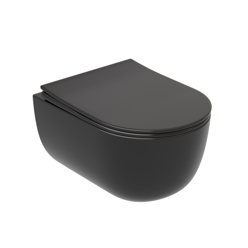 Унитаз подвесной Ceramica Nova MODENA CN6063MB черный с сиденьем микролифт безободковый душевой смыв