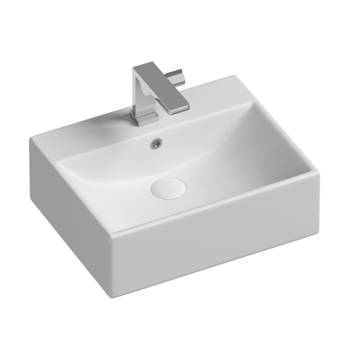 Раковина из сантехнического фарфора Ceramica Nova ELEMENT CN6040 50х40 накладная цвет белый 1 отверстие под смеситель