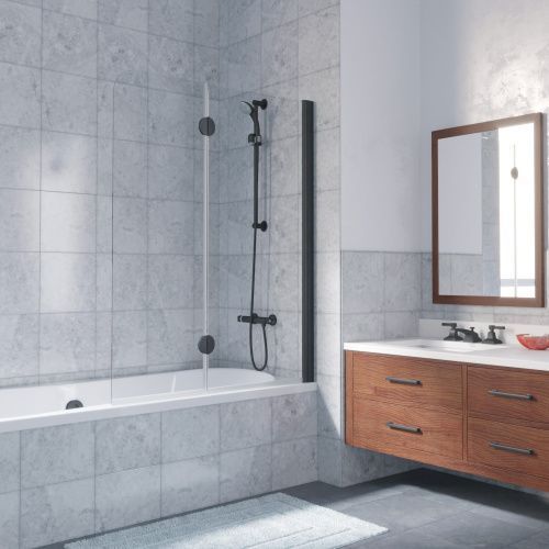 Душевая шторка на ванну Vegas-Glass E2V LUX E2V LUX 120 02М crystalvision R 120х150 стекло прозрачное профиль черный ориентация правая