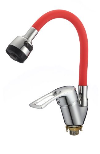 Смеситель для кухни D-Lin D150422-4T на мойку хром/красный