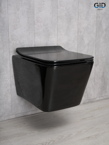 Унитаз подвесной Gid Cuadrado 62224Y черный с сиденьем микролифт безободковый