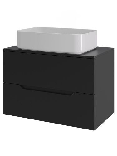 Тумба с раковиной Orange Line Li-70TubMDF+B07-600W 70х50 подвесная цвет черный