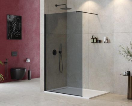 Душевая перегородка Cezares LIBERTA LIBERTA-L-1-120-120-GR-NERO 120х195 стекло тонированное профиль черный