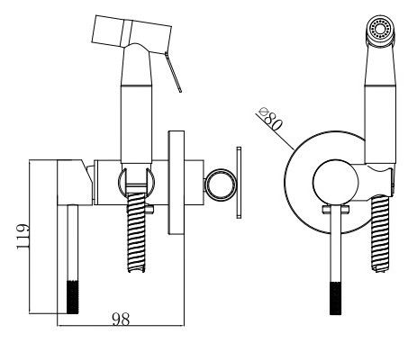 Гигиенический душ со смесителем Voda VSL01B VODA черный - фото 3