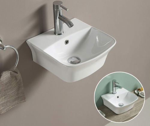 Раковина из сантехнического фаянса CeramaLux 78369 30х40 подвесная цвет белый 1 отверстие под смеситель