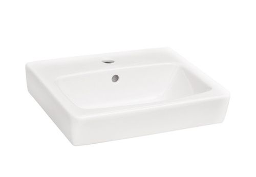 Раковина из сантехнического фарфора Aquaton Нео 1WH302184 50х50 подвесная цвет белый 1 отверстие под смеситель