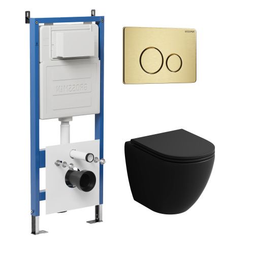 Инсталляция + кнопка смыва + унитаз Grossman Style 97.4455BMSQ.05.32M