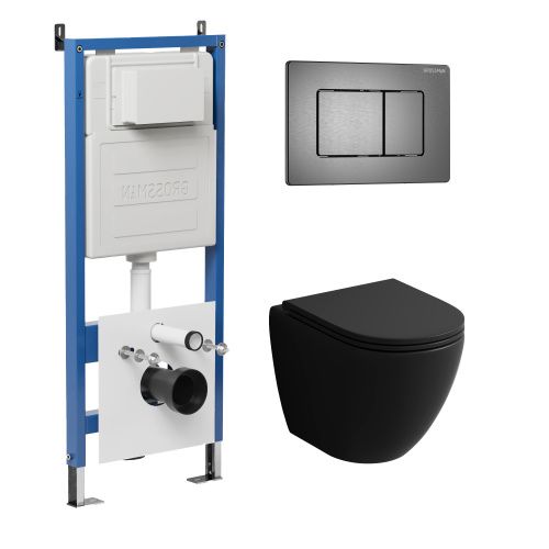 Инсталляция + кнопка смыва + унитаз Grossman Classic 97.4455BMSQ.04.42M