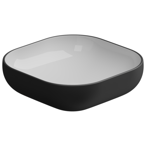 Раковина керамическая GSG Ceramic Design Easy EALAVQU45BI000/003 50х50 накладная цвет белый/черный без отверстий под смеситель