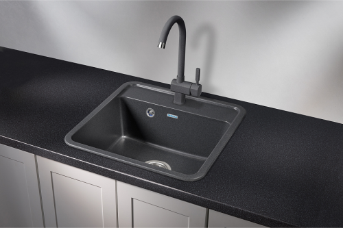 Кухонная мойка Granula Стандарт 5001, ГРАФИТ 50х50 цвет черный поверхность матовая