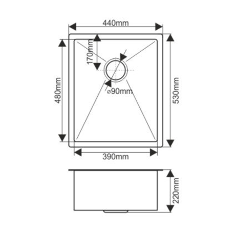 Кухонная мойка Melana ProfLine H4453 сатин 45х55 цвет серый поверхность матовая - фото 3