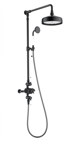 Душевая стойка Wonzon & Woghand Retro WW-B3041-MB настенная цвет черный с термостатом
