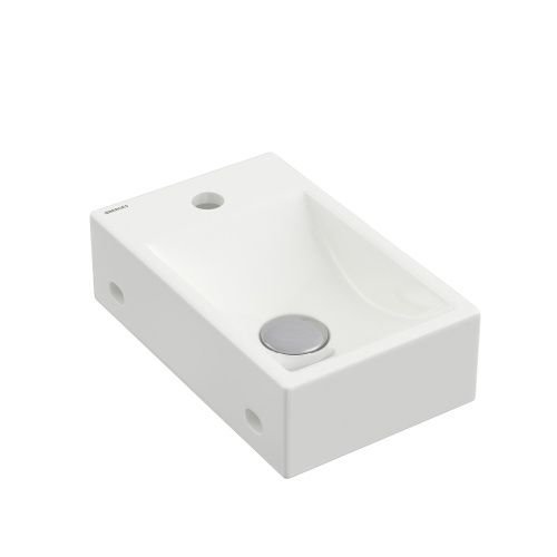 Раковина из сантехнического фарфора Berges Small 182010 40х20 подвесная цвет белый 1 отверстие под смеситель