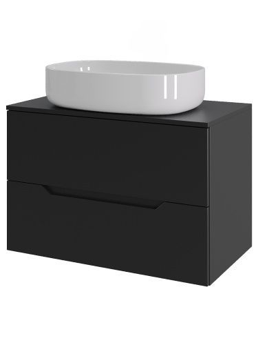 Тумба с раковиной Orange Line Li-70TubMDF+B08-600W 70х50 подвесная цвет черный
