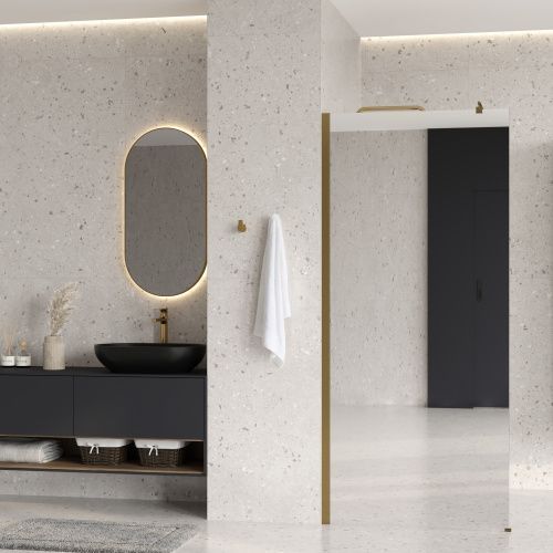 Душевая перегородка Wasserkraft Rur 30W 30W39BG-MR 90х200 стекло зеркальное профиль золото