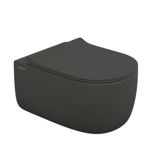 Унитаз подвесной Berges Ego xl 83218 черный с сиденьем микролифт безободковый каскадный смыв