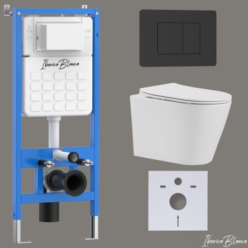 Комплект унитаз с инталляцией и клавишей смыва Iberica Blanca BURGOS ALTO IB001.BRA.231.112