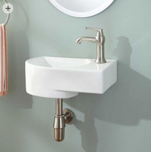 Раковина из сантехнического фаянса CeramaLux 9273L 40х30 подвесная цвет белый 1 отверстие под смеситель