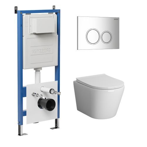 Инсталляция + кнопка смыва + унитаз Grossman Galaxy 97.4478BMS.01.100