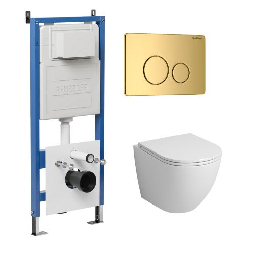 Инсталляция + кнопка смыва + унитаз Grossman Style 97.4455S.05.30M