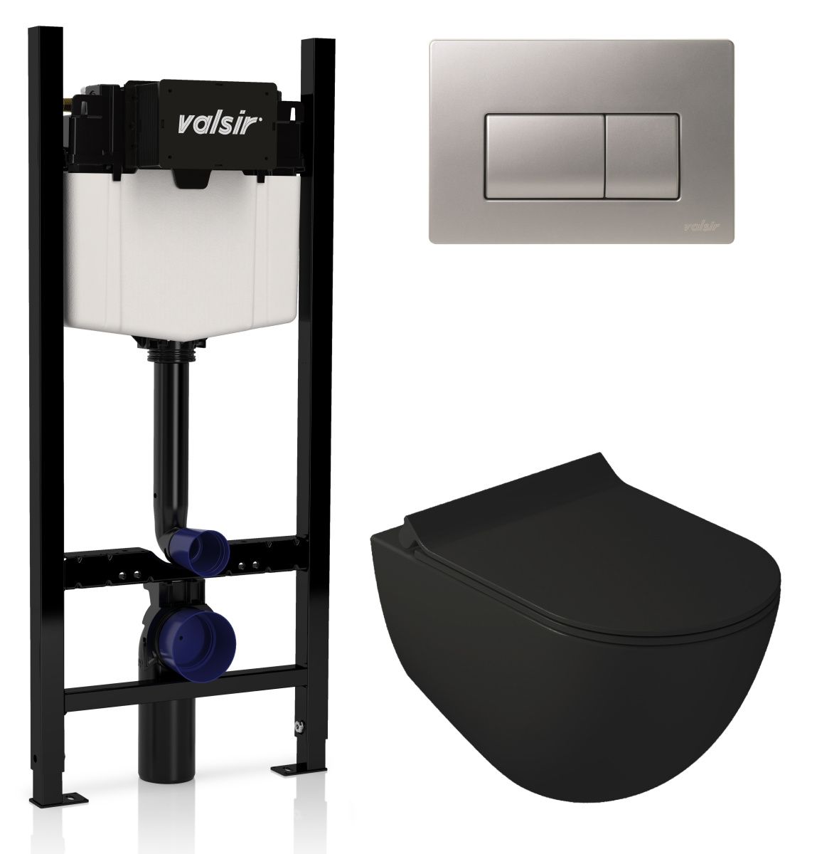 Комплект унитаз с инсталляцией и клавишей смыва Valsir KIT VSCrM 7317NEMT Slim P1