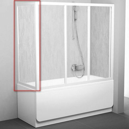 Душевая шторка на ванну Ravak 9504010241 80х135 стекло прозрачное профиль белый ориентация универсальная