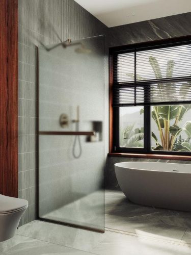 Душевая перегородка Maybah Glass MGD-731-2у 80х195 стекло тонированное профиль бронза