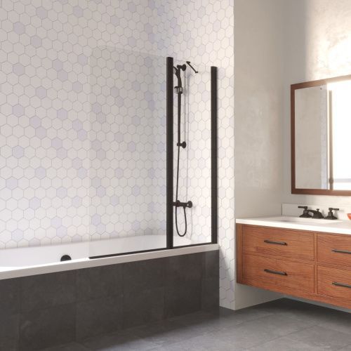 Душевая шторка на ванну Vegas-Glass E2V LUX ST E2V LUX ST 115 02М crystalvision R 115х150 стекло прозрачное профиль черный ориентация правая