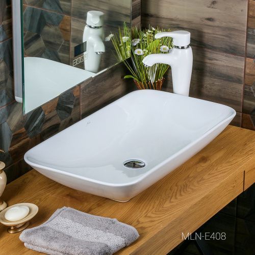 Раковина из сантехнического фарфора Melana E408-805 70х40 накладная цвет белый без отверстий под смеситель
