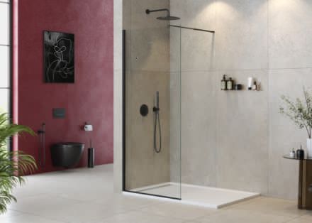 Душевая перегородка Cezares LIBERTA LIBERTA-L-1-90-C-NERO 90х195 стекло прозрачное профиль черный