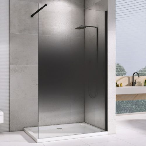 Душевая перегородка Abber Immer Offen AG69103BS 100х200 стекло тонированное профиль черный