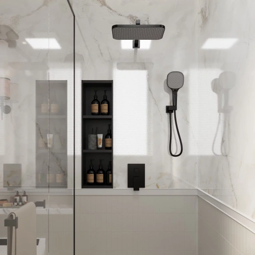Душевая система Veconi AVELLA AV-410-B-C4 встраиваемая в стену цвет черный