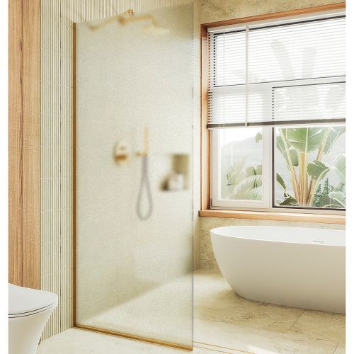 Душевая перегородка Maybah Glass MGD-690-3у 90х195 стекло тонированное профиль золото