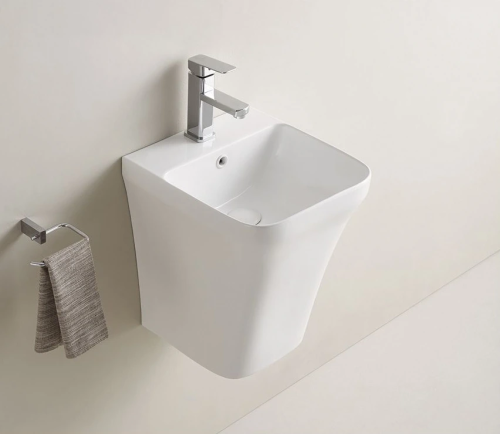 Раковина керамическая Gid Suspendido 61131 40х40 подвесная цвет белый 1 отверстие под смеситель