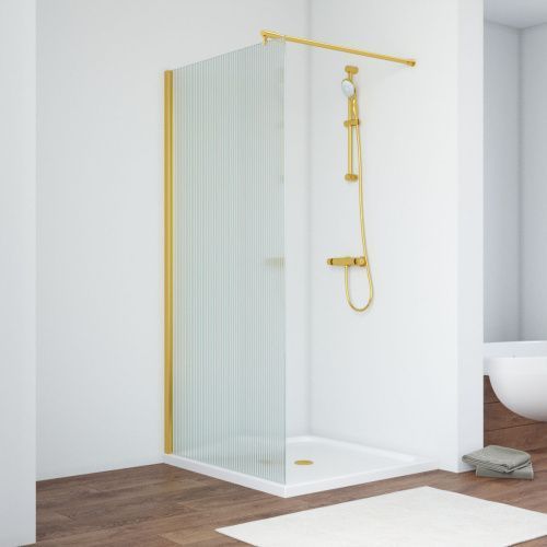 Душевая перегородка Vegas-Glass EAF TUR+NOVO EAF TUR NOVO 116 09 Moru 115х200 стекло рифленое профиль золото
