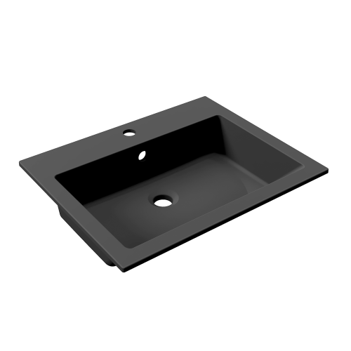 Раковина из искусственного камня Uperwood Megan 45481000001 60х50 полувстраиваемая цвет черный