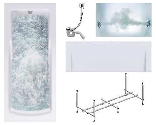 Ванна акриловая гидромассажная Timo HELLA HELLA1575-KT15-SPV1505-T-CM-FP15H 150х75 пристенная прямоугольная с каркасом