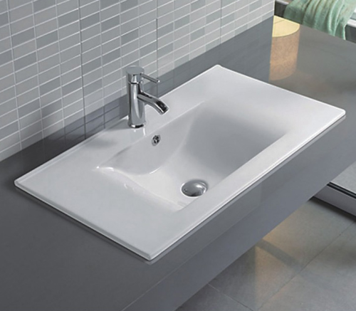 Раковина из сантехнического фаянса CeramaLux 807-80 80х50 встраиваемая цвет белый 1 отверстие под смеситель