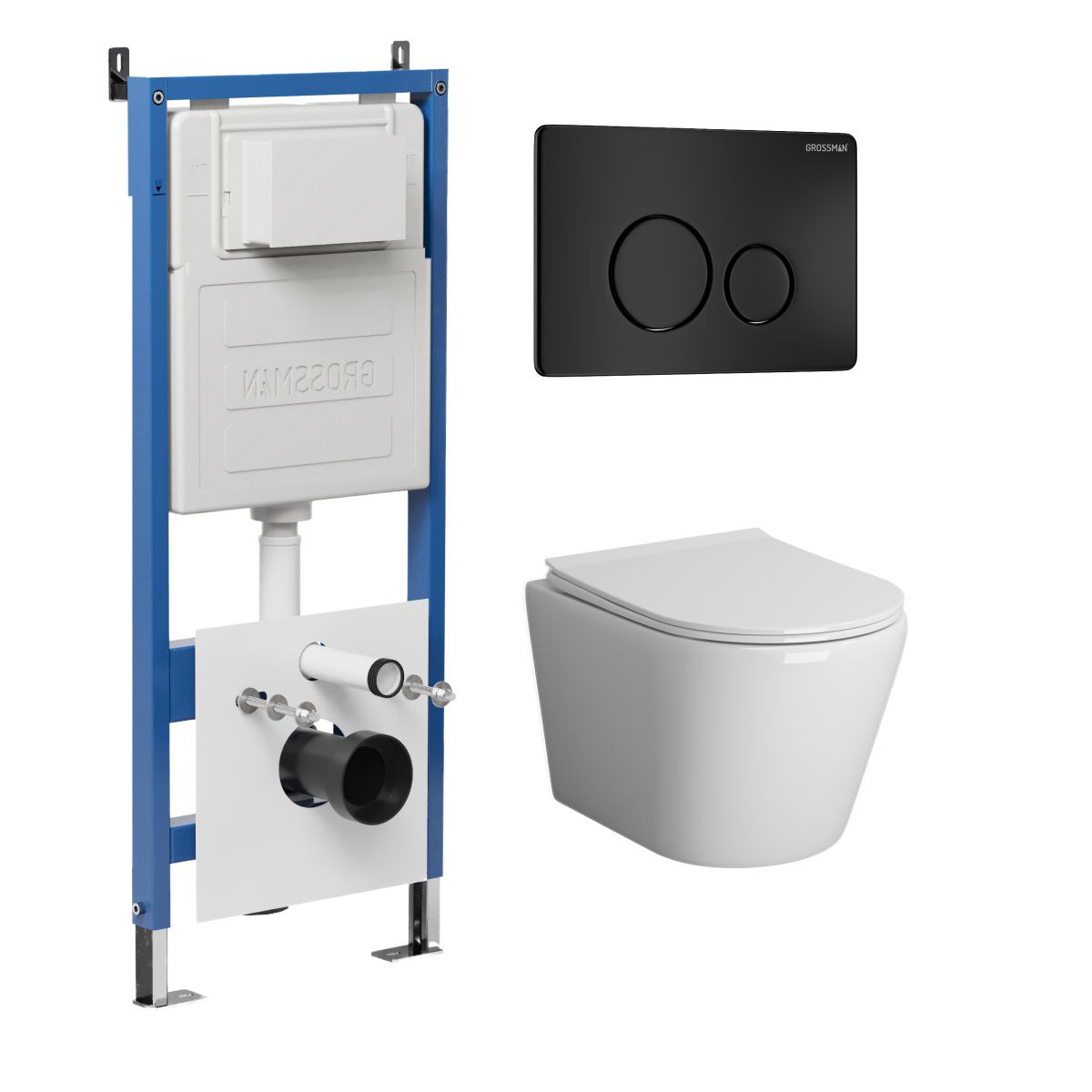 Инсталляция + кнопка смыва + унитаз Grossman Style 97.4478BMS.05.21M