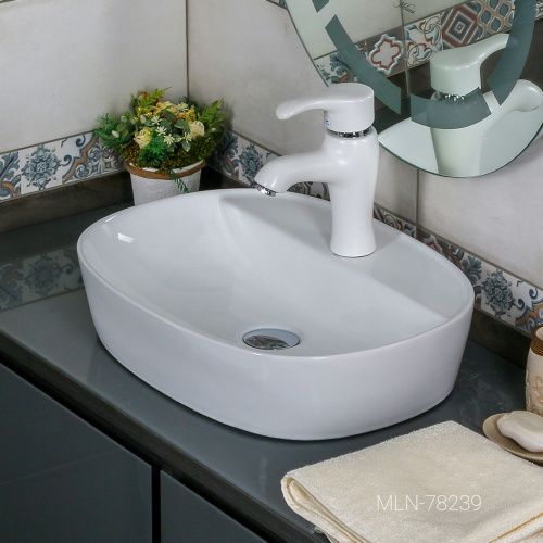 Раковина из сантехнического фарфора Melana 78239-805 50х40 накладная цвет белый 1 отверстие под смеситель