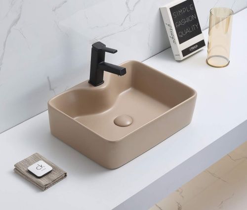 Раковина из сантехнического фаянса CeramaLux 7291MC-1 50х40 накладная цвет коричневый 1 отверстие под смеситель