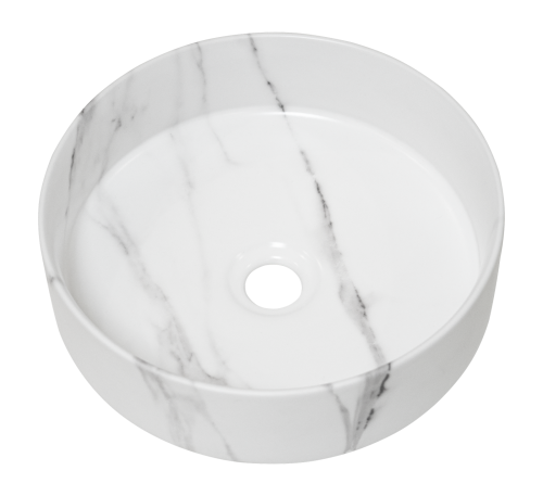 Раковина мебельная из сантехнического фарфора Milleau Nuage MU7044A-MWM 36 (белый мрамор) MU7044A-MWM 40х40 накладная цвет белый без отверстий под смеситель
